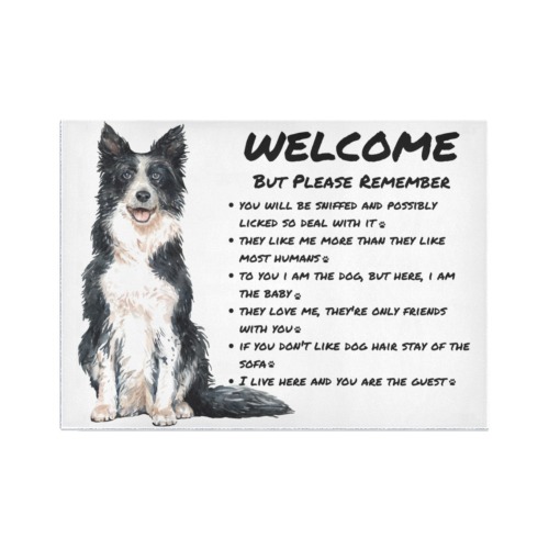 Welcome Happy Smiling Dog Area Rug7'x5'