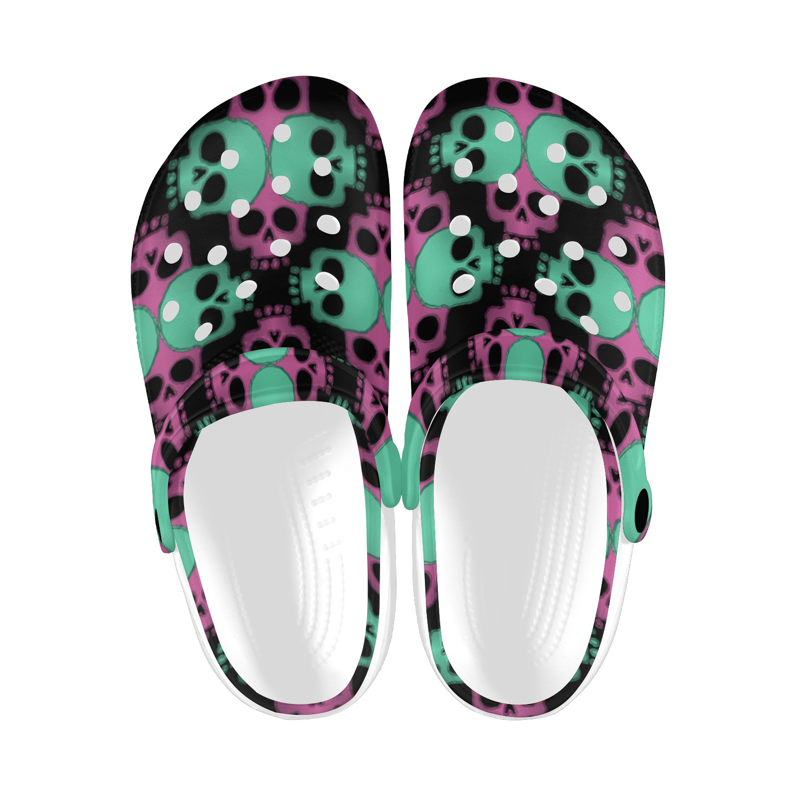 Skull Jigsaw Custom Print Foam Clogs for Adults | ID: D6818520