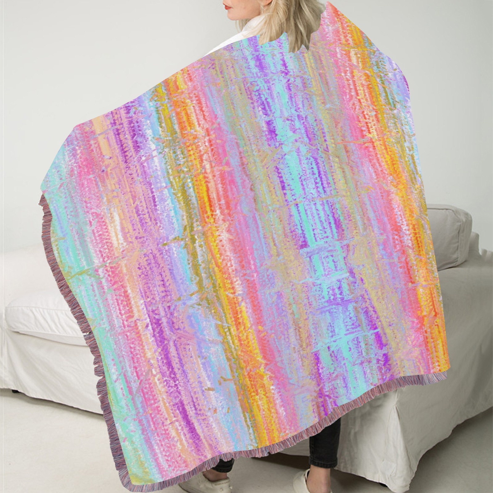 confetti 4 Ultra-Soft Fringe Blanket 60"x80" (Mixed Pink)
