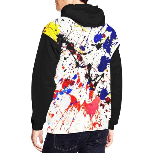 Blue & Red Paint Splatter Vest Style All Over Print Hoodie for Men (USA Size) (Model H13)