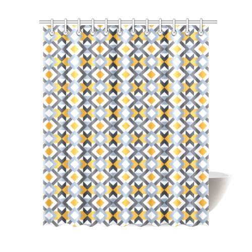 Retro Angles Abstract Geometric Pattern Shower Curtain 69"x84"