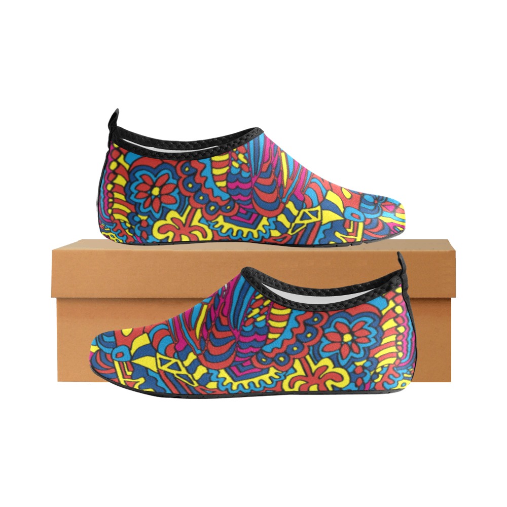 Groovy Doodle Colorful Art Kids' Slip-On Water Shoes (Model 056)
