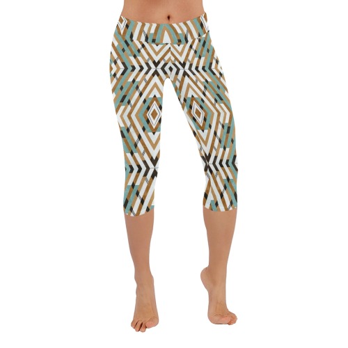 Tribe boho geometric-33B Women's Low Rise Capri Leggings (Invisible Stitch) (Model L08)
