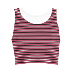 Magenta, Black and White Stripes Women's Crop Top (Model T42)