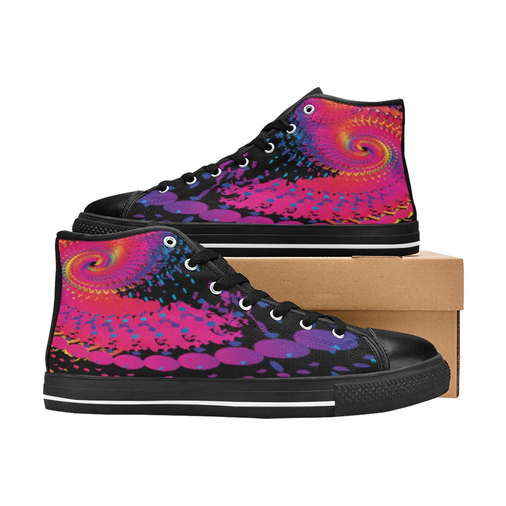 Ô Party Time Wheel Women's Classic High Top Canvas Shoes (Model 017)