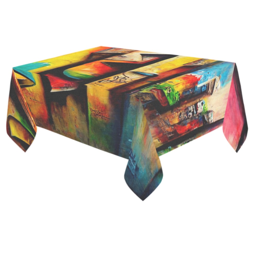 colourful graffiti Cotton Linen Tablecloth 60"x 84"