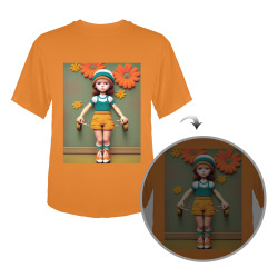 surreal orange knit girl 18 Men's Glow in the Dark T-shirt (Front Printing)
