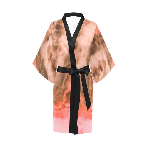 Pink marbled space 01 Kimono Robe