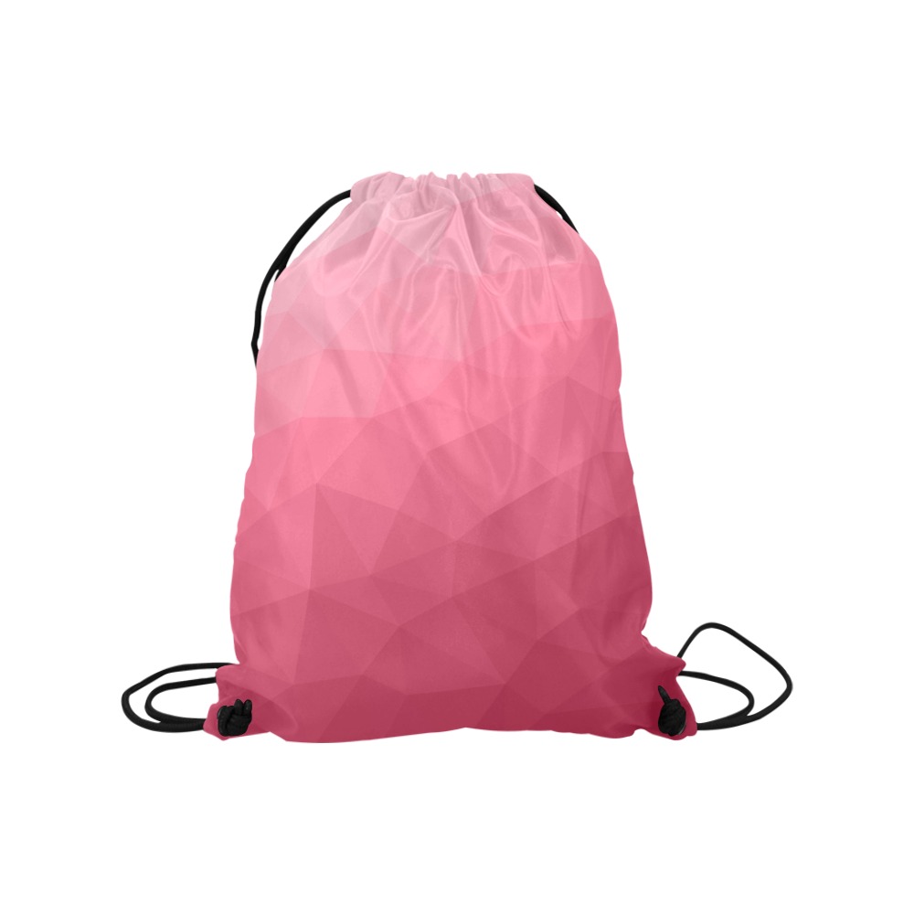 Magenta pink ombre gradient geometric mesh pattern Medium Drawstring Bag Model 1604 (Twin Sides) 13.8"(W) * 18.1"(H)