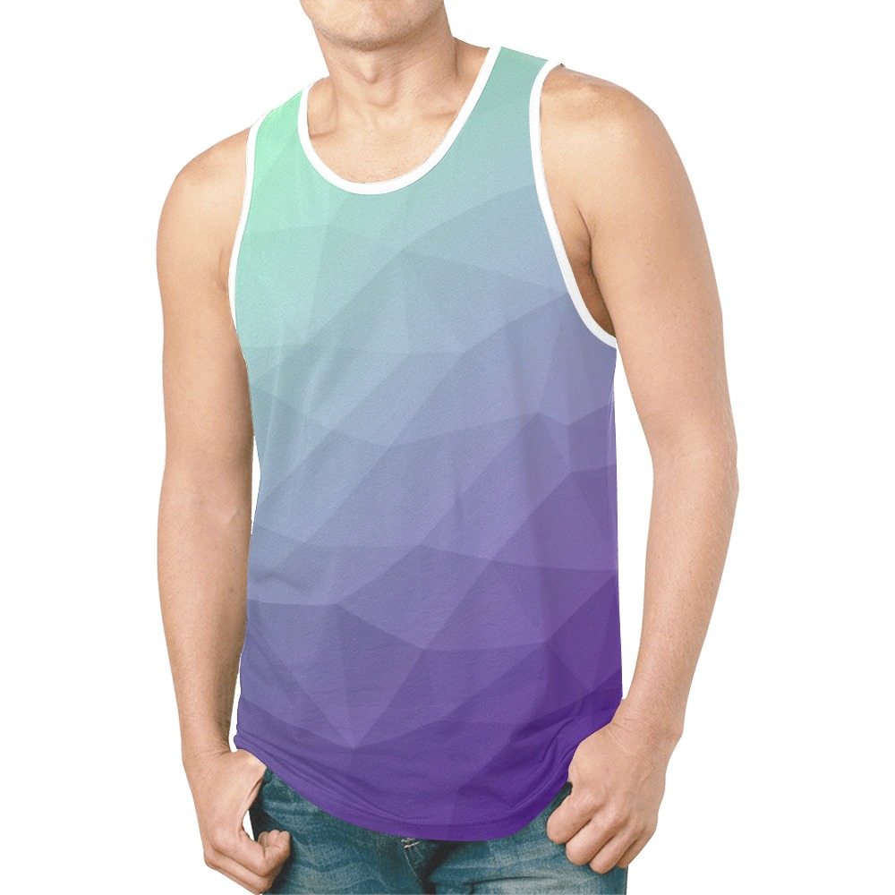 Purple green ombre gradient geometric mesh pattern New All Over Print Tank Top for Men (Model T46)