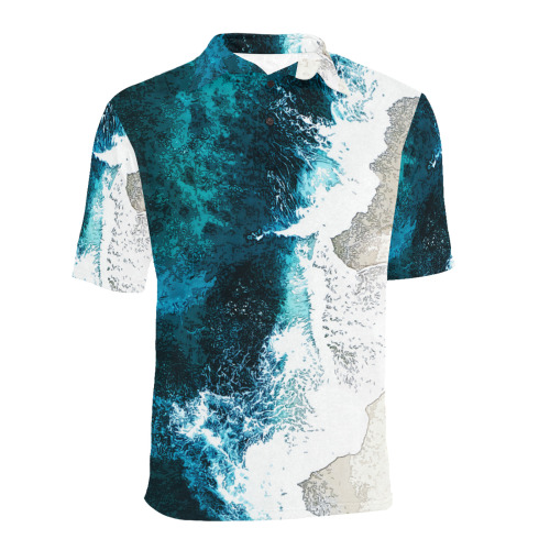Ocean And Beach Men's All Over Print Polo Shirt (Model T55)