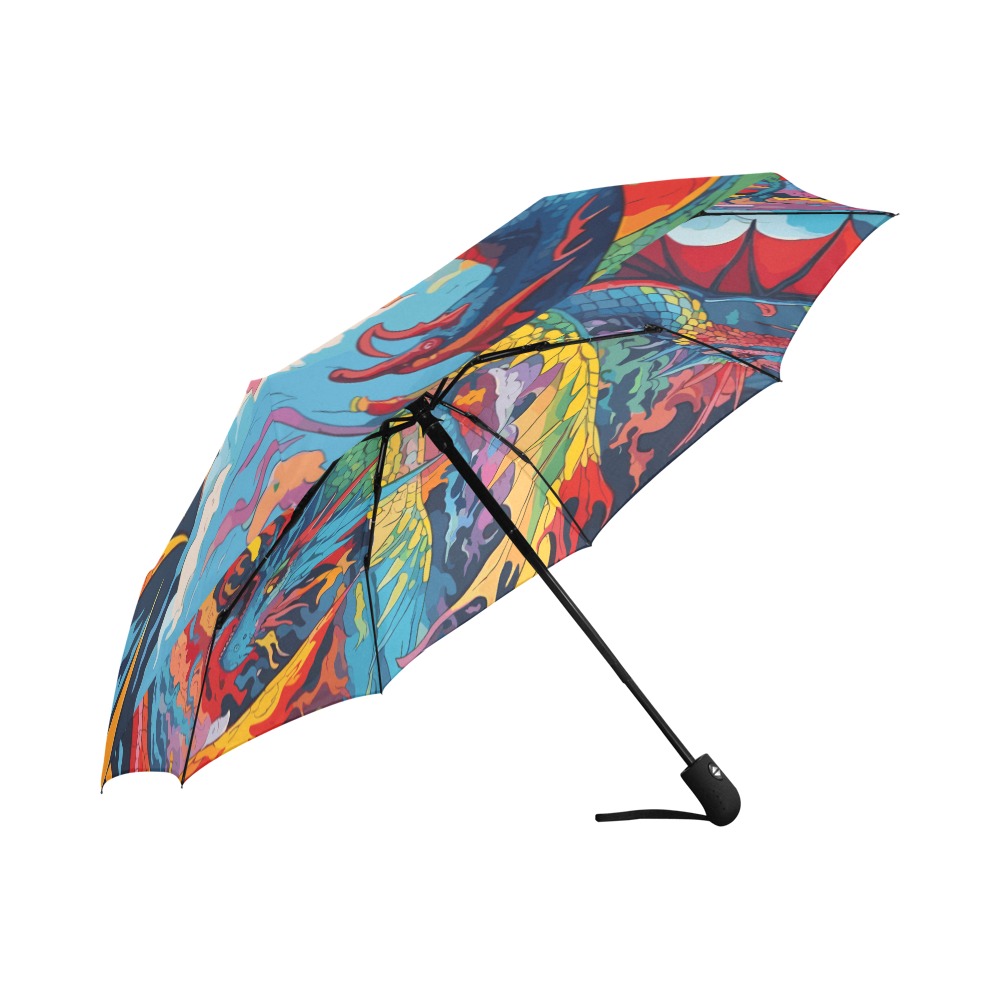 Stunning colorful dragons. Fantasy abstract art. Auto-Foldable Umbrella (Model U04)