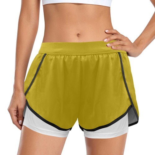 Golden Eagle Collection Women's Sports Shorts with Compression Liner (Model L63)
