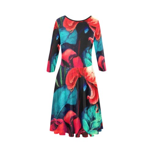 flowers botanic art (6) dress fashion Tethys Half-Sleeve Skater Dress(Model D20)
