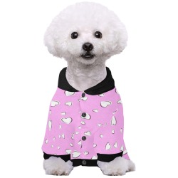 White Hearts Floating on Pink Pet Dog Hoodie