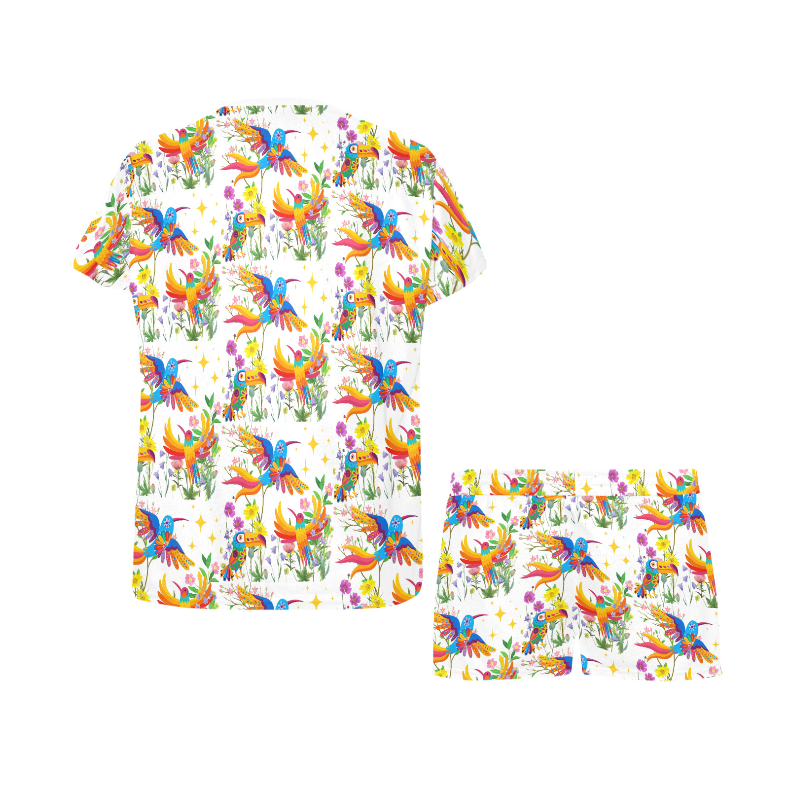 Birds of Paradise Design Women's Short Pajama Set