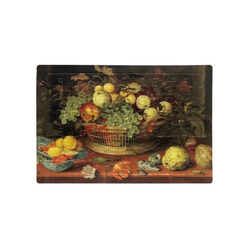 Still Life with Basket of Fruit - Balthasar van der Ast A4 Size Jigsaw Puzzle (Set of 80 Pieces)
