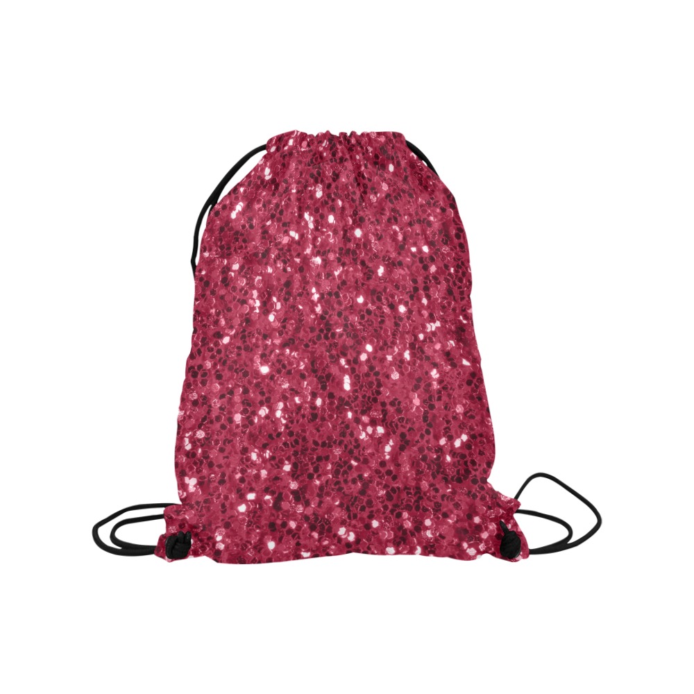 Magenta dark pink red faux sparkles glitter Medium Drawstring Bag Model 1604 (Twin Sides) 13.8"(W) * 18.1"(H)