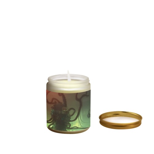 Steampunk Octopus Frosted Glass Candle Cup - Large Size (Lavender&Lemon)