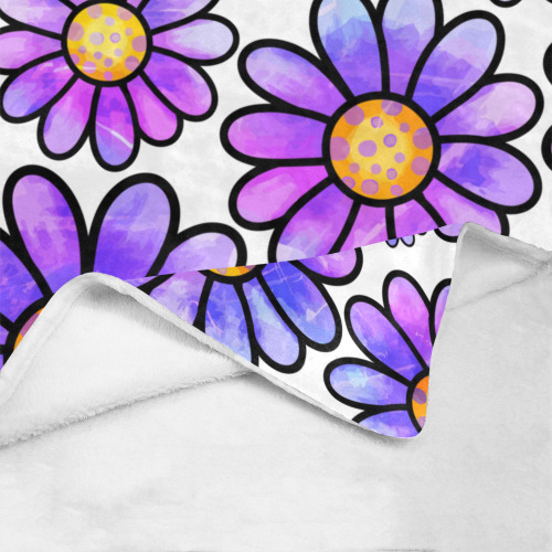 Lilac Watercolor Doodle Daisy Flower Pattern Ultra-Soft Micro Fleece Blanket 60"x80"