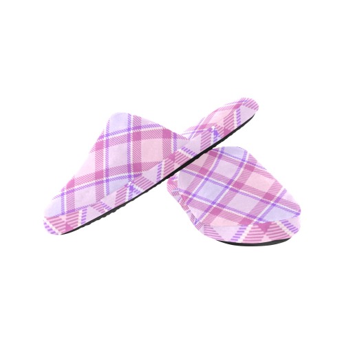 Pastel Baby Girl Plaid Women's Cotton Slippers (Model 0601)