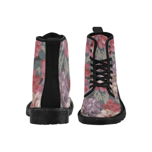 Vintage Flowers Martin Boots for Women (Black) (Model 1203H)