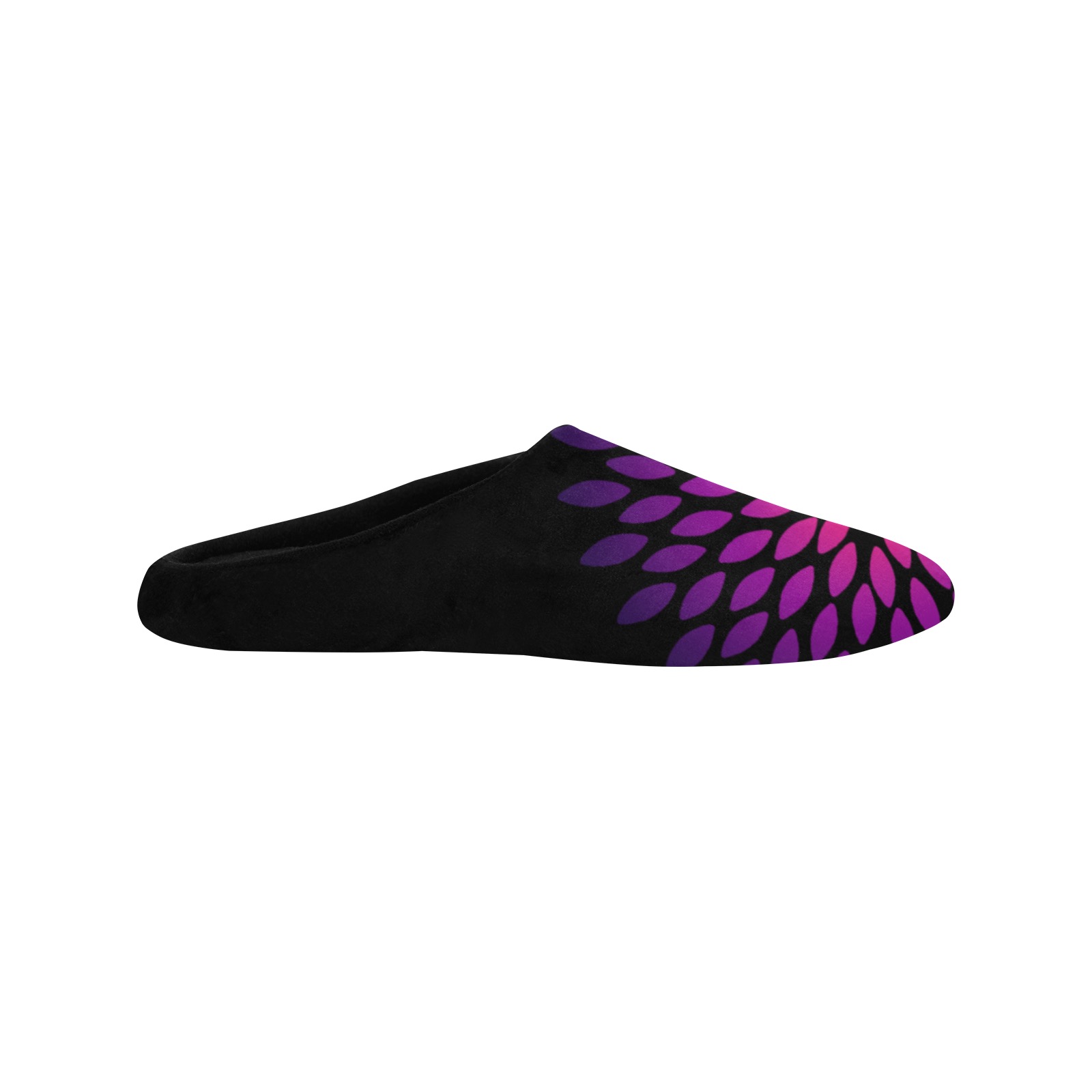 Ô Pink and Violet Zinnia on Black Women's Non-Slip Cotton Slippers (Model 0602)