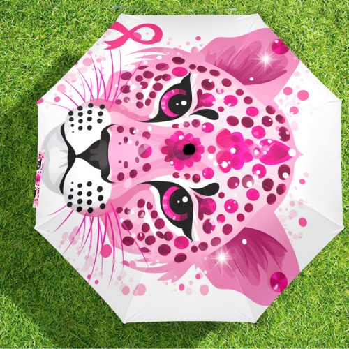 pink leopard breast cancer ribbon umberalla Semi-Automatic Foldable Umbrella (Model U12)