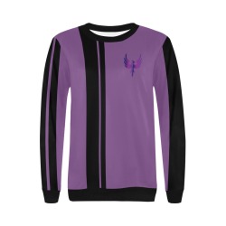 Purple and Black Line Women's Rib Cuff Crew Neck Sweatshirt (Model H34)