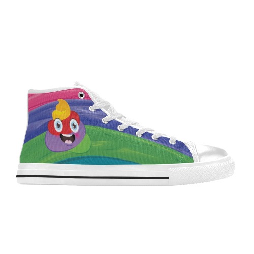 Poop colorful High Top Canvas Shoes for Kid (Model 017)