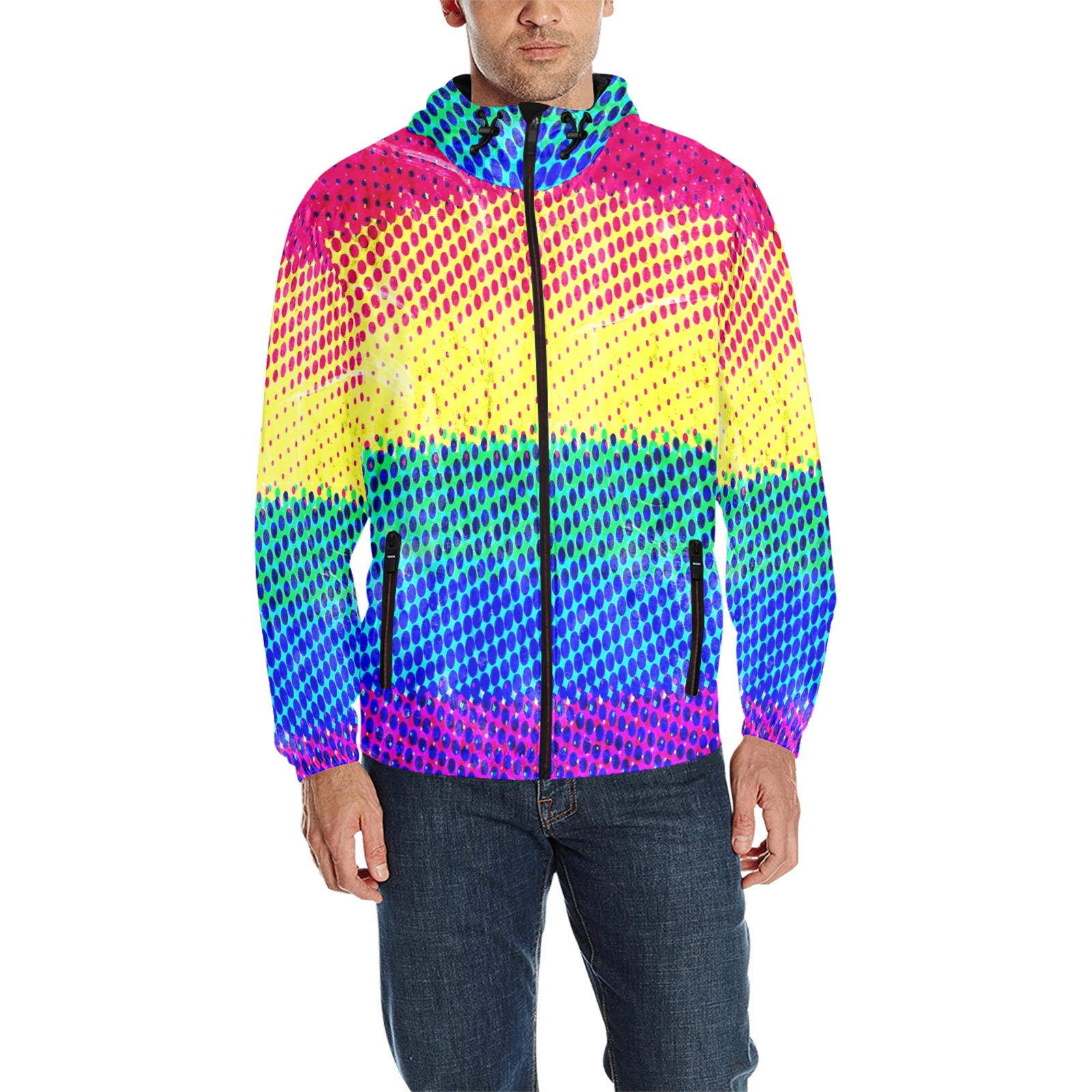 Rainbow Pride by Nico Bielow All Over Print Quilted Windbreaker for Men (Model H35)