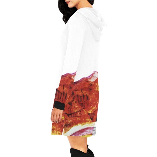 Mountains Designed by NUArty All Over Print Hoodie Mini Dress (Model H27)