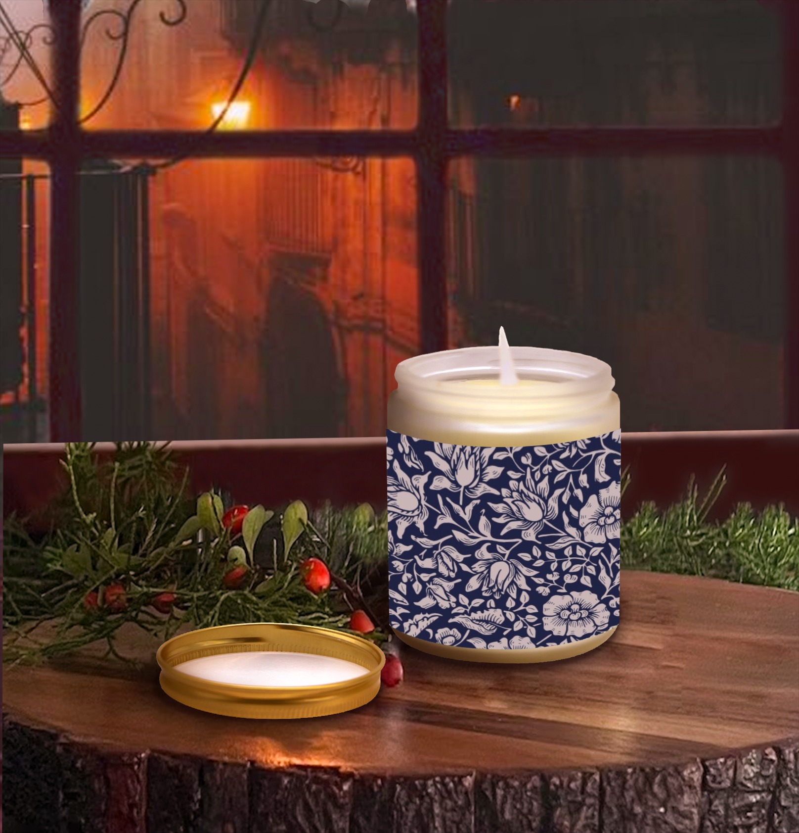 Candle Frosted Glass Candle Cup - Large Size (Lavender&Lemon)