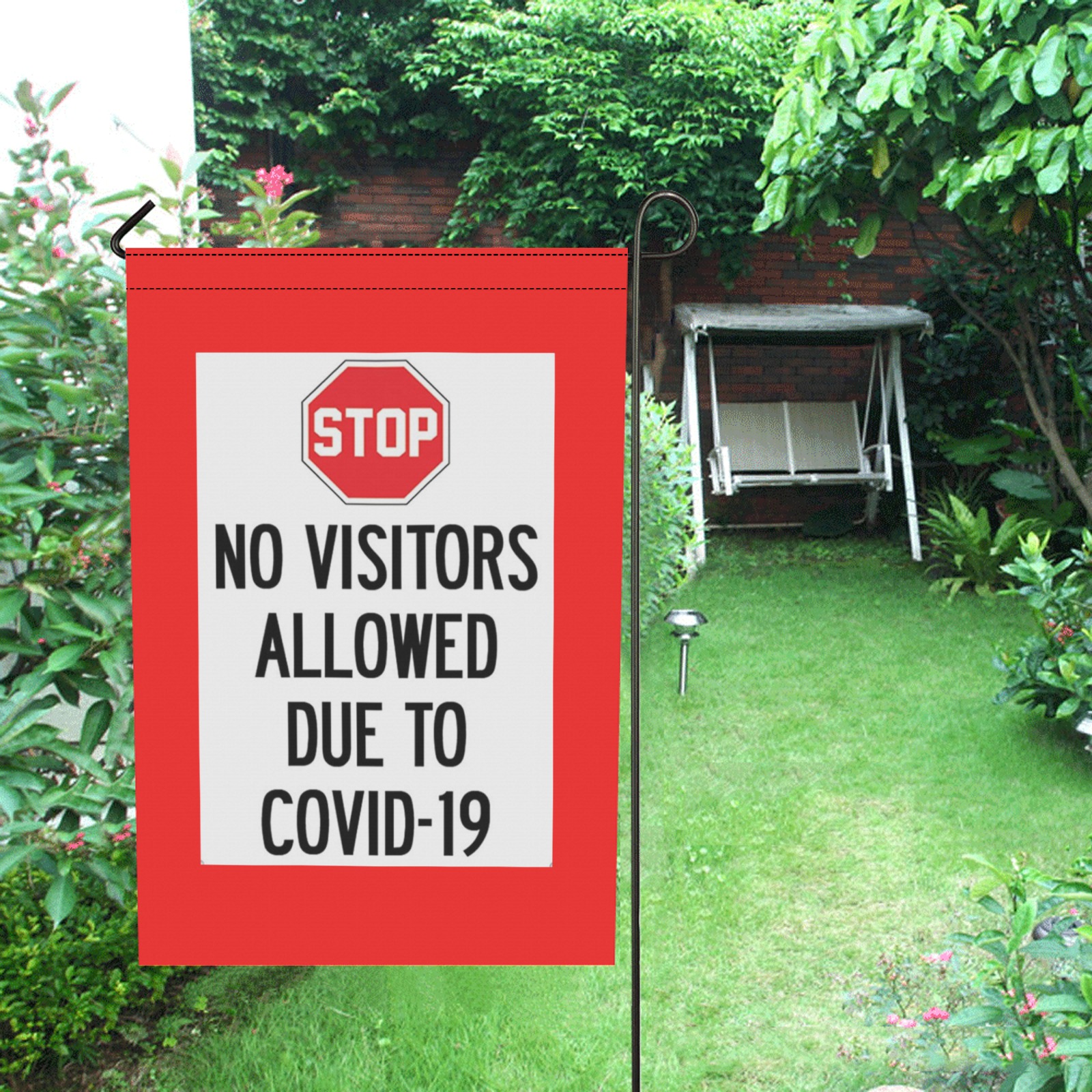 STOP No Visitors 7 Garden Flag 12‘’x18‘’(Twin Sides)