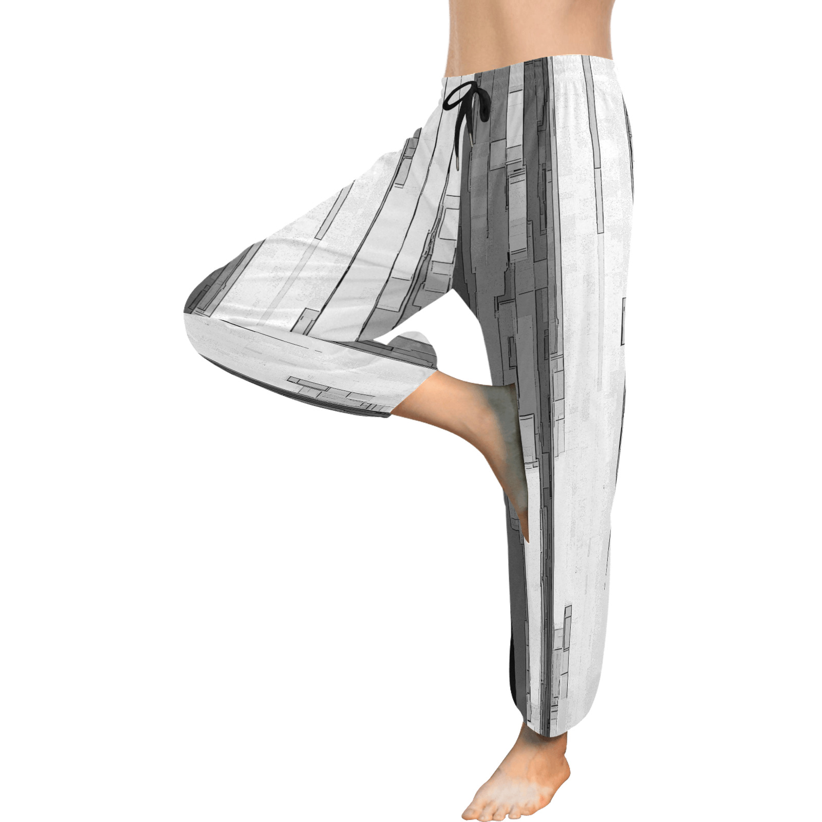Greyscale Abstract B&W Art Women's All Over Print Harem Pants (Model L18)