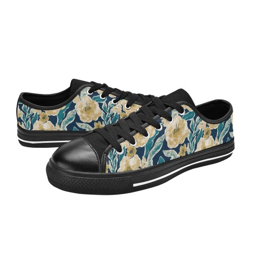 Painted Flowers Women's Classic Canvas Shoes (Model 018)