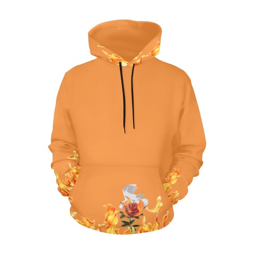 Aromatherapy Apparel Flameing rose hoodie All Over Print Hoodie for Women (USA Size) (Model H13)