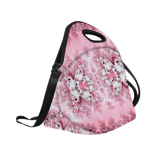 Pink Rose Garden Frost Fractal Neoprene Lunch Bag/Large (Model 1669)