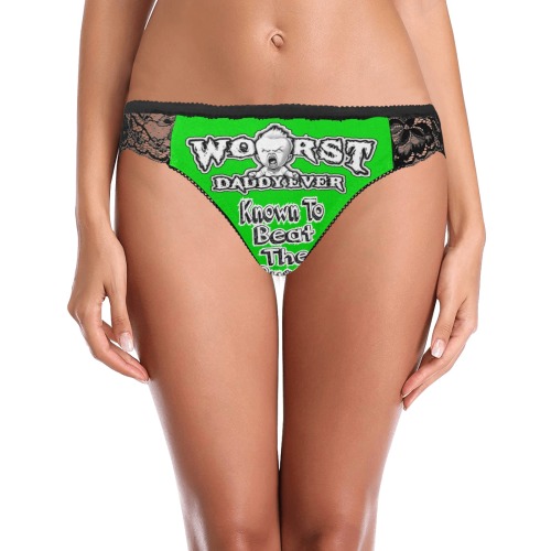 Worstdaddyever Green Lace Panties Women's Lace Panty (Model L41)