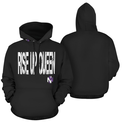Rise Up Queen Blk/White Hoodie in Men size All Over Print Hoodie for Men (USA Size) (Model H13)