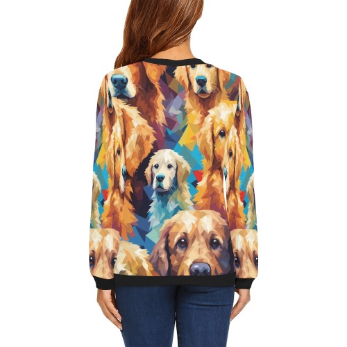 Texture of golden retriever dogs, digital art. All Over Print Crewneck Sweatshirt for Women (Model H18)