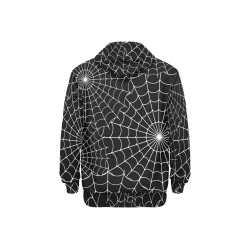 Halloween Spiderwebs - White on Black Men's Fleece Hoodie w/ White Lining Hood (Model H55)