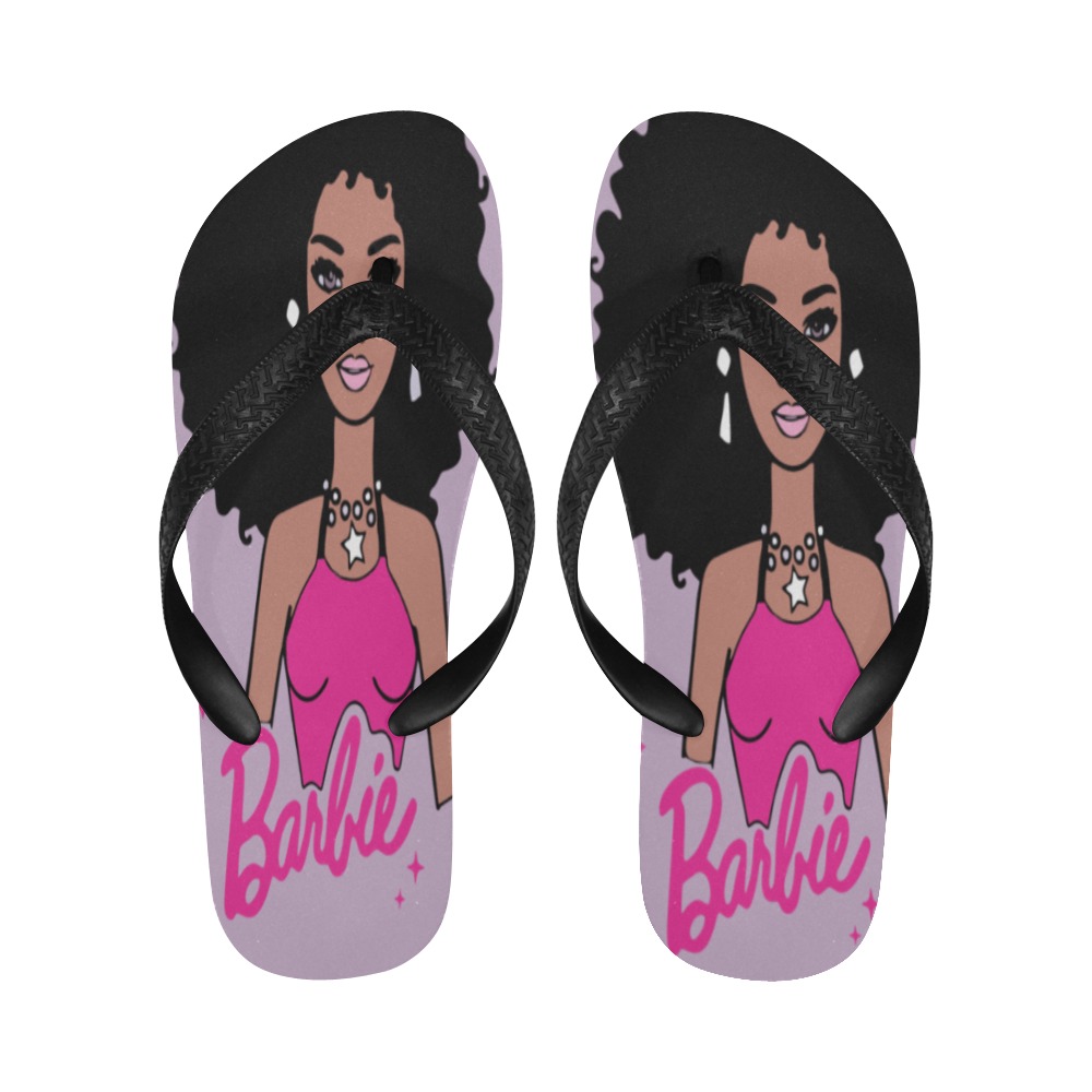 Afro Barbie Slippers Adults Flip Flops for Men/Women (Model 040)