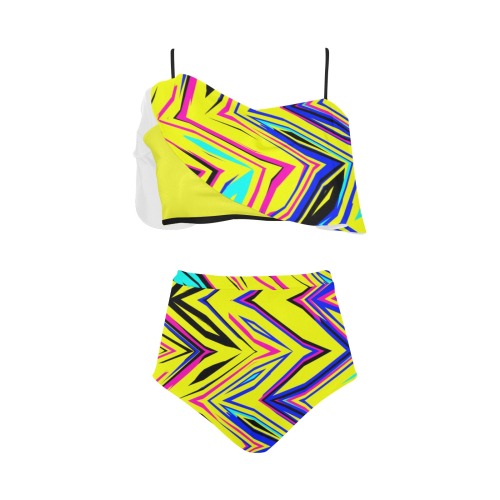 mycolorfulchevron High Waisted Ruffle Bikini Set (Model S13)