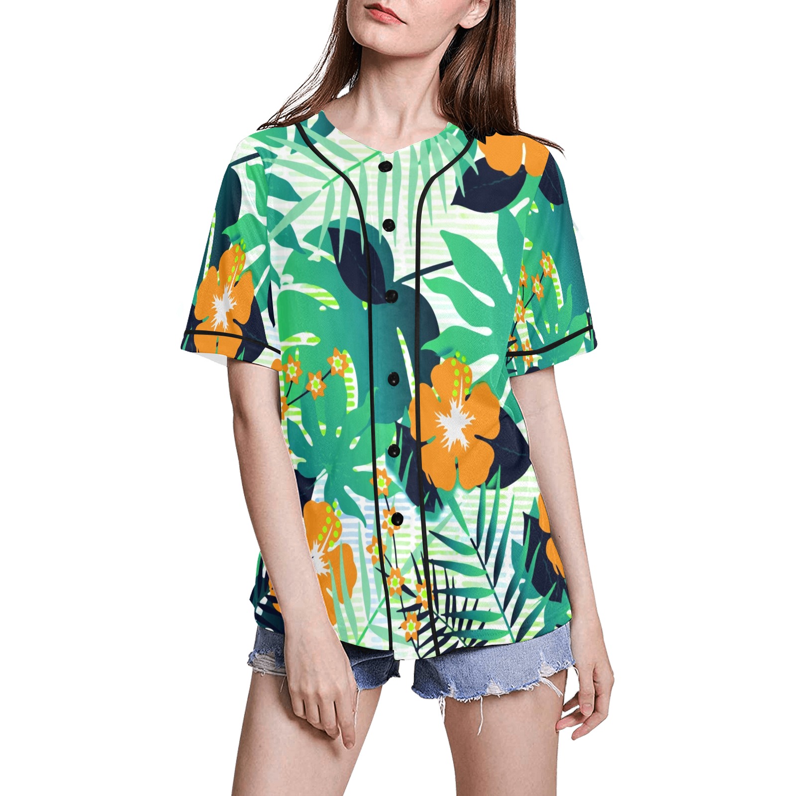 GROOVY FUNK THING FLORAL All Over Print Baseball Jersey for Women (Model T50)