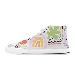 Colorful Abstract High Top Canvas Shoes for Kid (Model 017)
