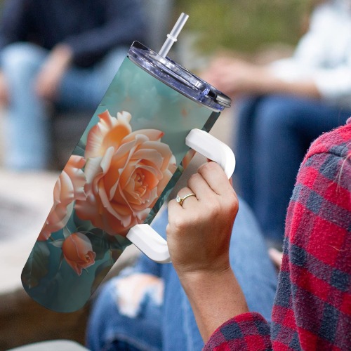 Floral Style 3 40oz Tumbler with White Handle