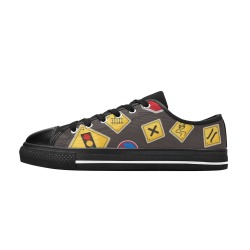 Road Signs Low Top Canvas Shoes for Kid (Model 018)