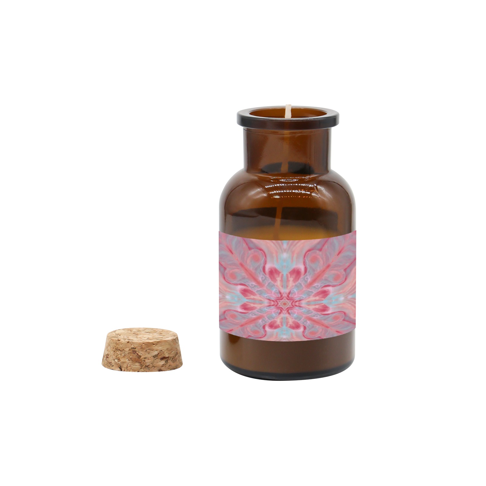 mandala hamsa 1-6 Tawny Medicine Bottle Candle Cup (Rose Sandal)