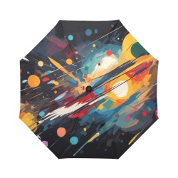 A new sun is born colorful abstract art on black Auto-Foldable Umbrella (Model U04)